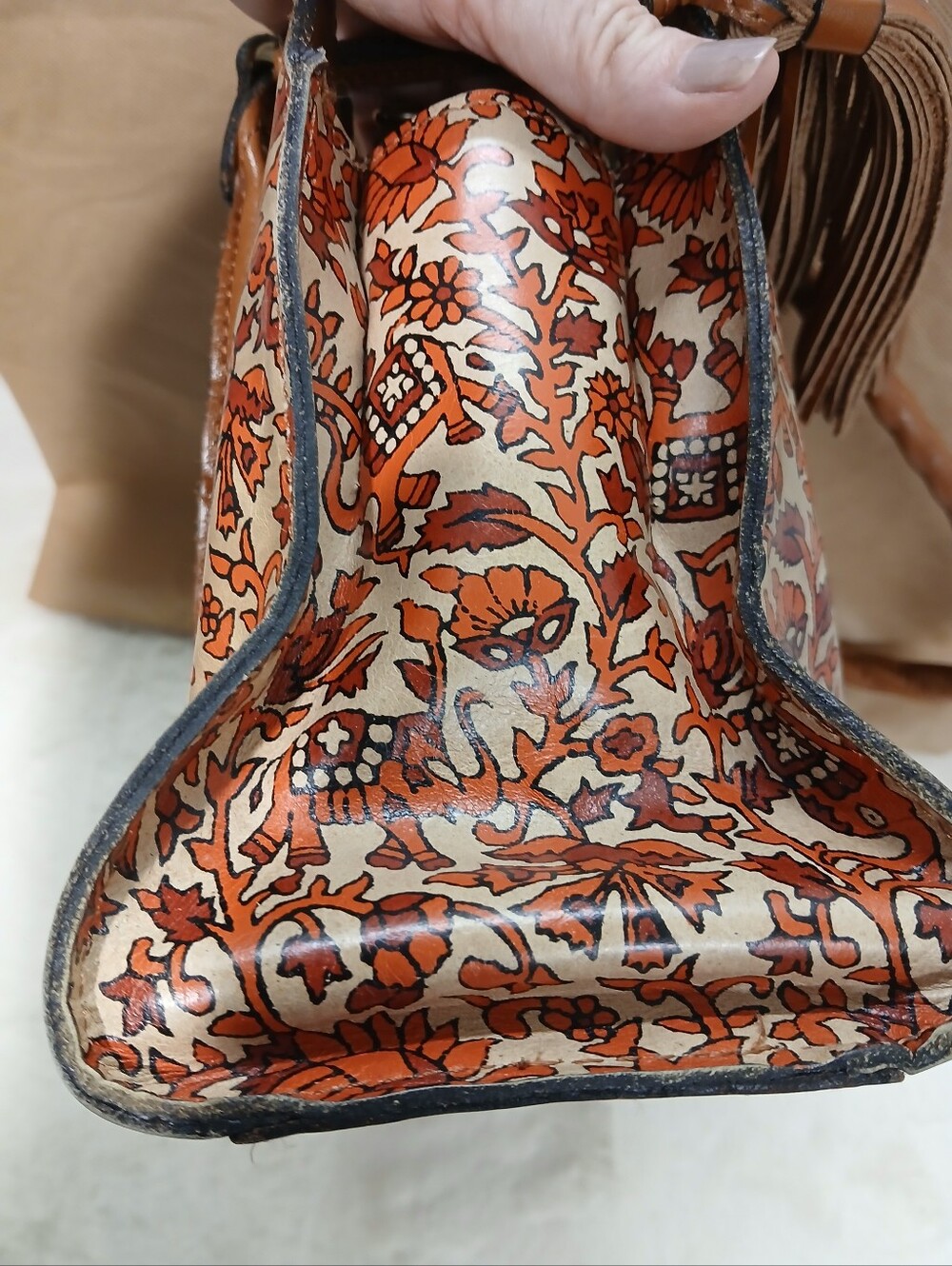 Patrica Nash Poppy Leather Boho India Print Shoulder Bad with Dustbag - Picture 14 of 16